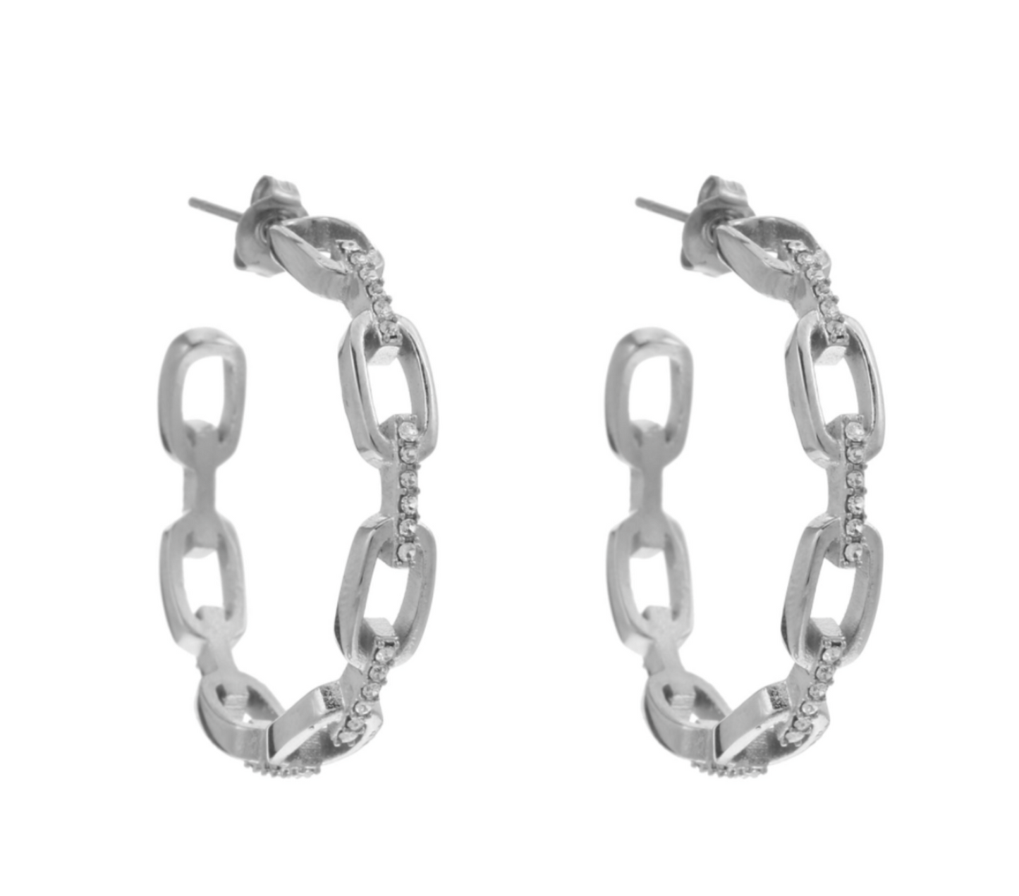 Oorbellen met kleine diamantjes zilver