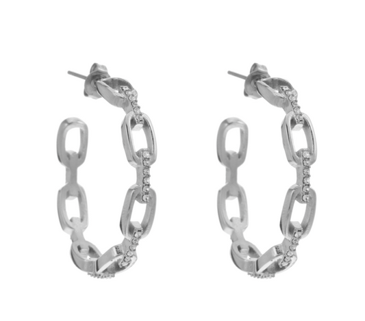 Oorbellen met kleine diamantjes zilver
